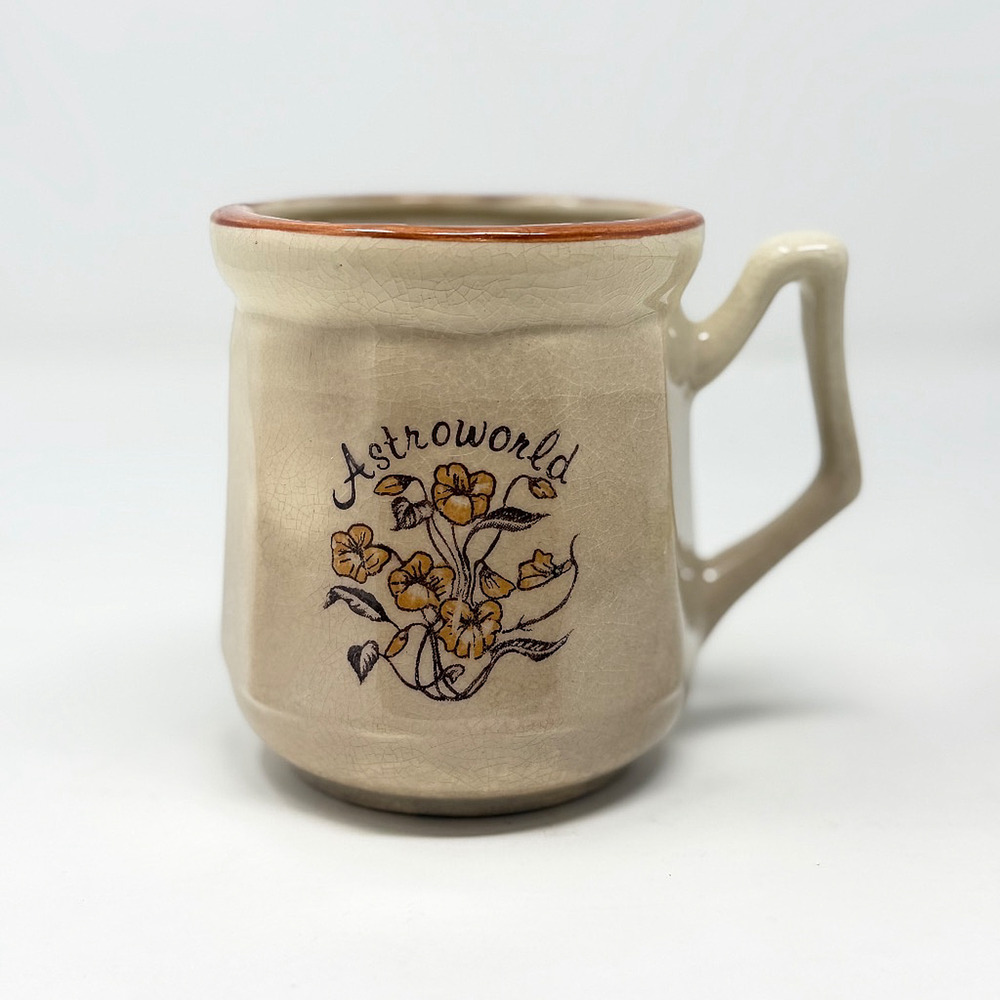 Vintage Astroworld Souvenir Ceramic Mug Crackle Glaze Taiwan MCM